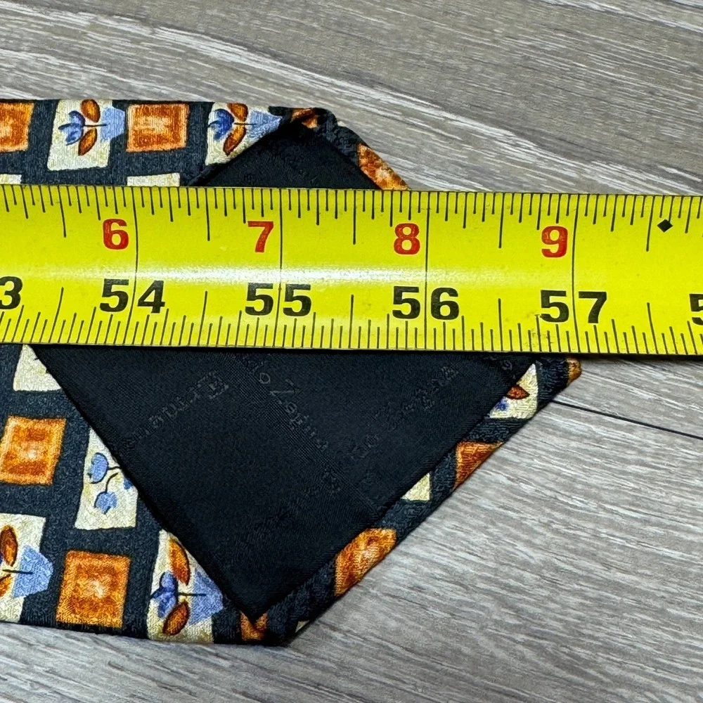 Ermenegildo Zegna Neck Tie Handmade Luxury 100% Silk Floral‎ Retro Mid-Century